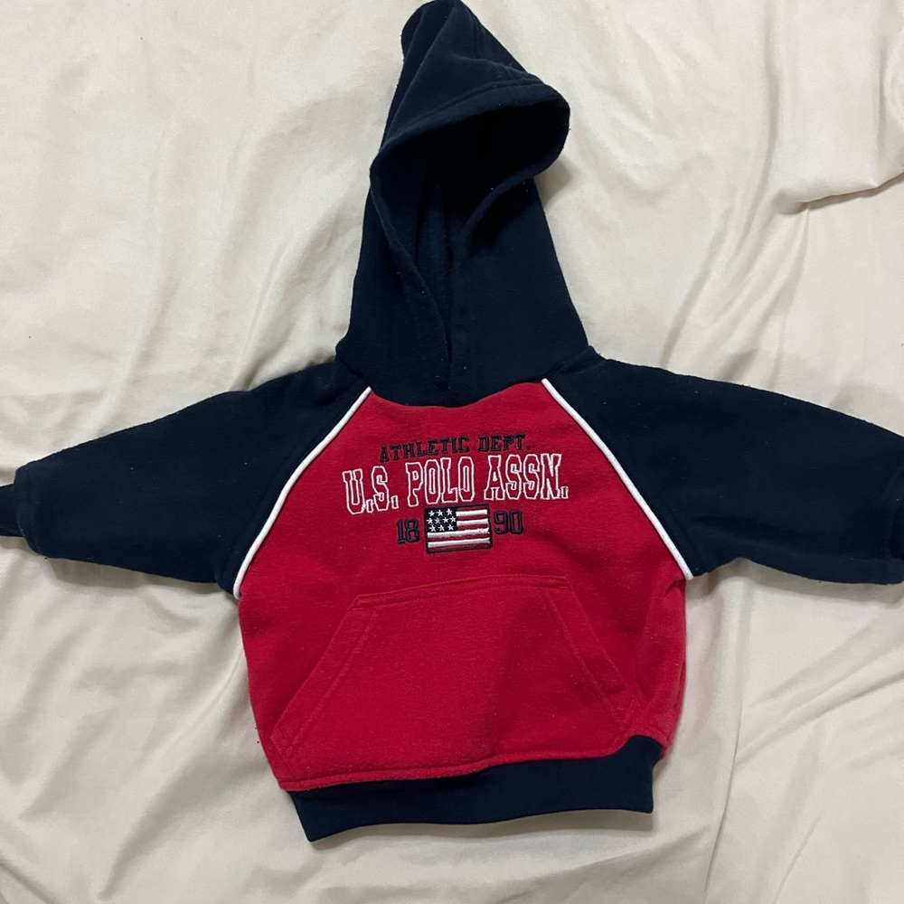 U.S. Polo Assn. Kids Navy and Red Hoodie Baby